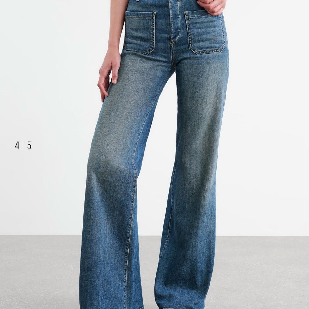 Nili Lotan High Rise Stretch Flare Denim Classic Wash